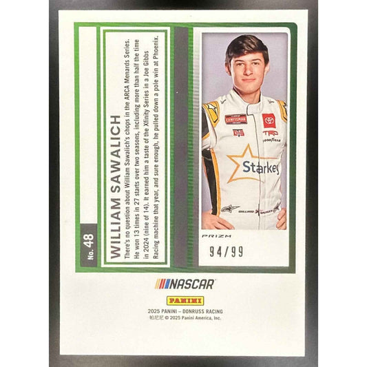 2025 Panini Donruss NASCAR William Sawalich #48 Optic Green Velocity 94/99