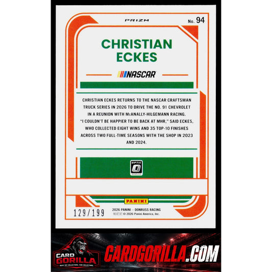 2026 Donruss #94 Christian Eckes Optic Red Velocity #/199
