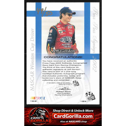 2002 Press Pass #NNO Jeff Gordon Signings Gold #/50