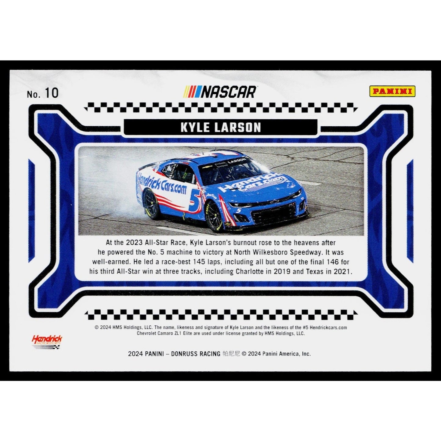 2024 Donruss #10 Kyle Larson Burning Rubber Red Xplosion #/99