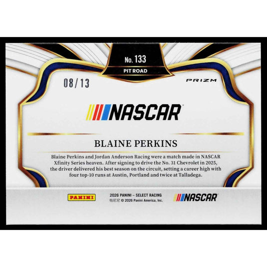2026 Panini Select #133 Blaine Perkins Gold Power Plaid #/13