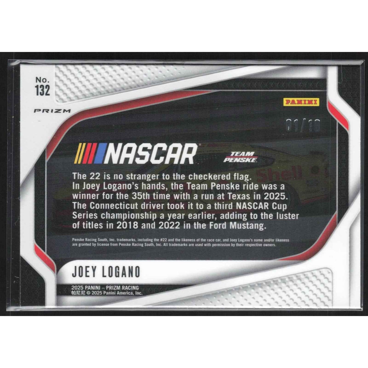 2025 Panini Prizm Rides #132 Joey Logano Blue Shimmer #/10