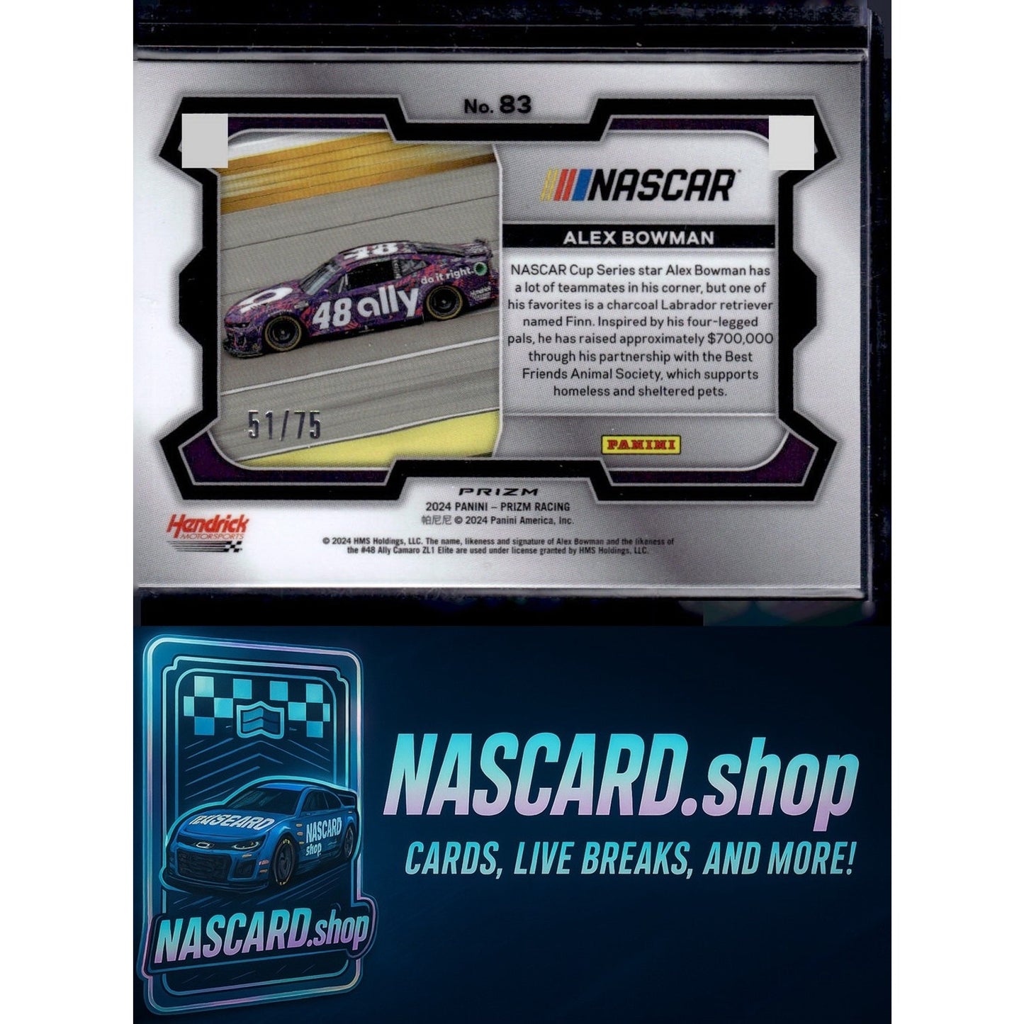 2024 Panini Prizm #83 Alex Bowman Checkered Flag #/75 - NASCARD.shop