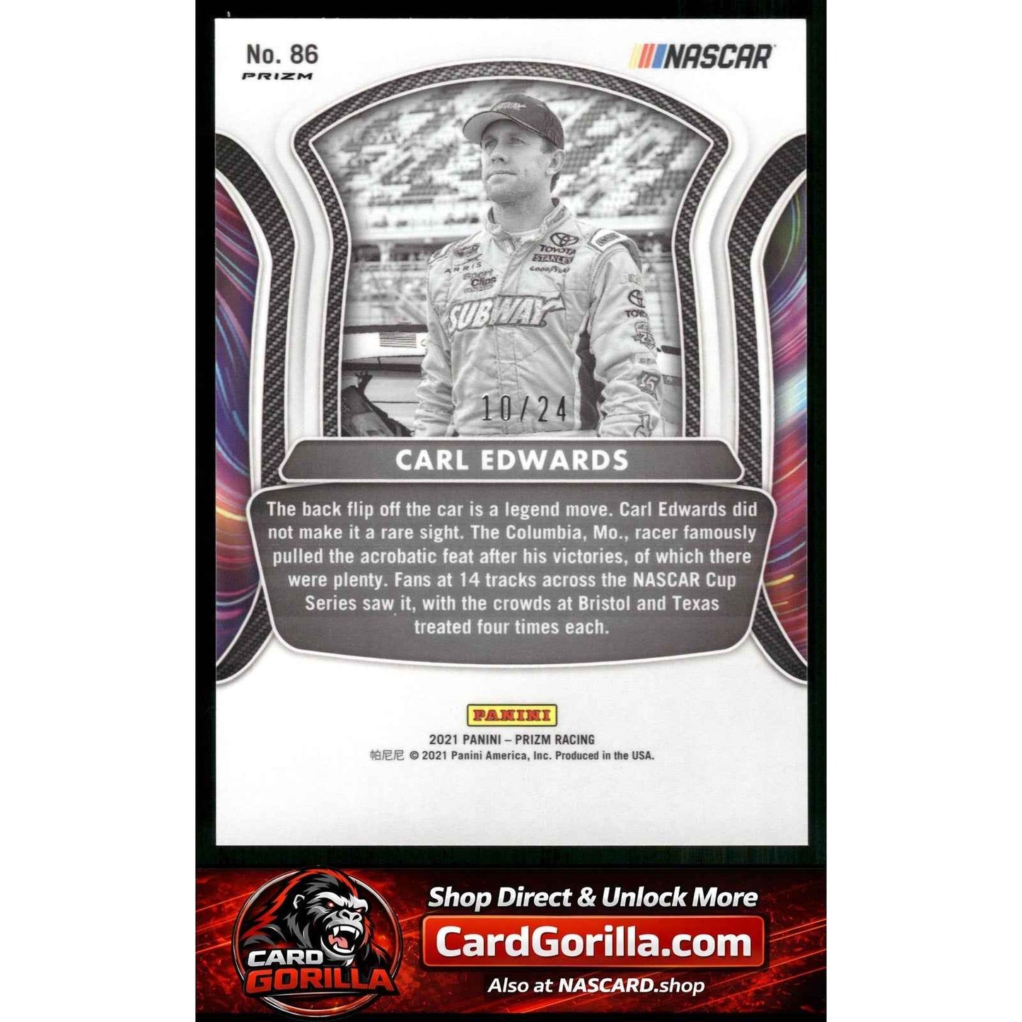 2021 Panini Prizm #86 Carl Edwards Rainbow Prizm #/24