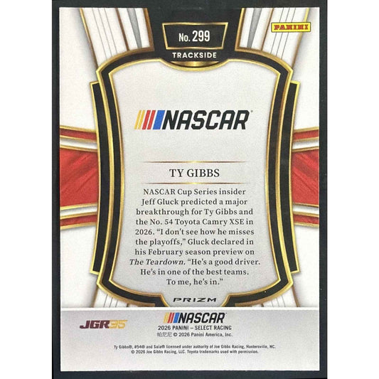 2026 Panini Select NASCAR Ty Gibbs #299 Trackside Silver Logo