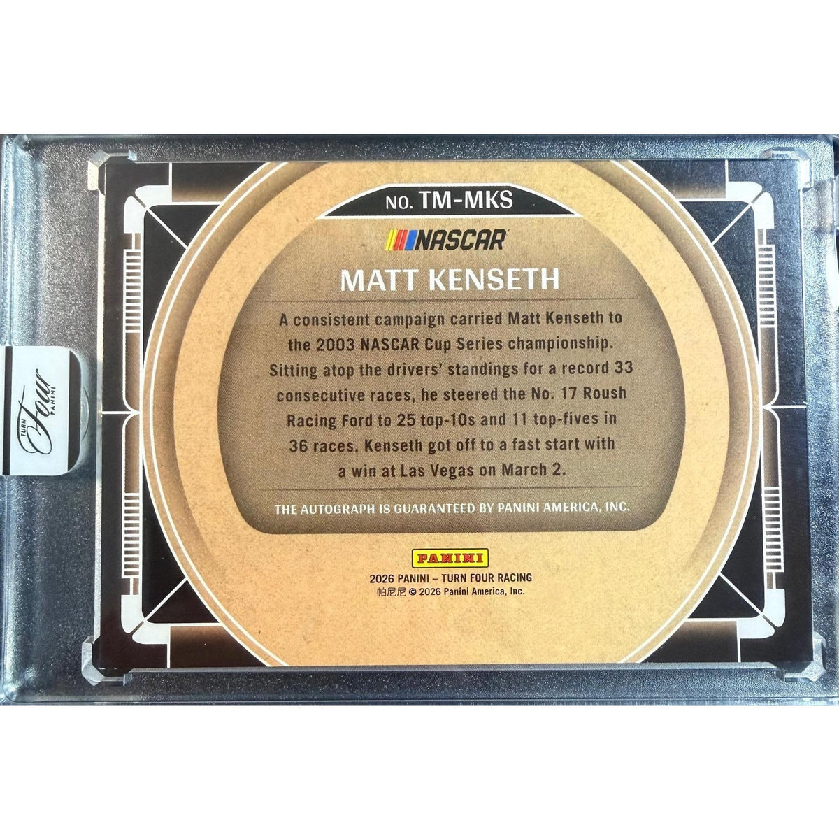 2026 Panini Turn Four #TM-MKS Matt Kenseth Timeless Moments Gold #/10