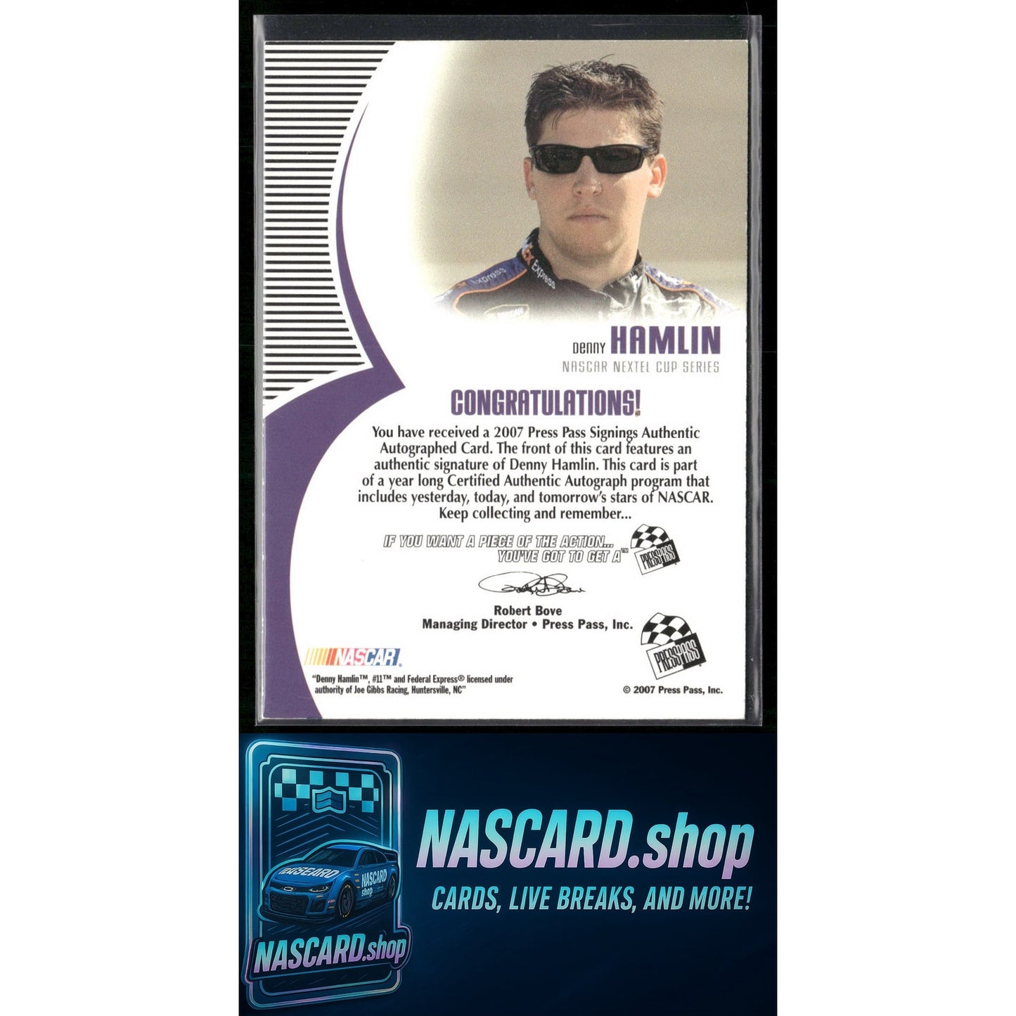 2007 Press Pass Denny Hamlin Signings Silver #/100 - NASCARD.shop