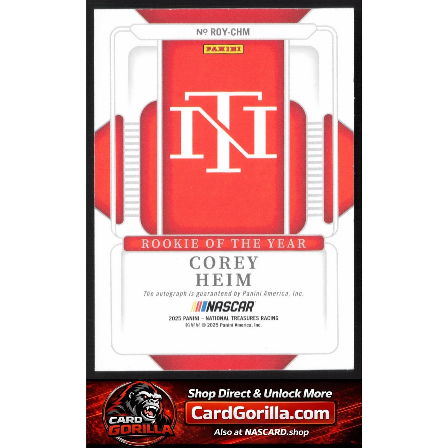 2025 National Treasures #ROY-CHM Corey Heim Rookie Of The Year Autographs #/99