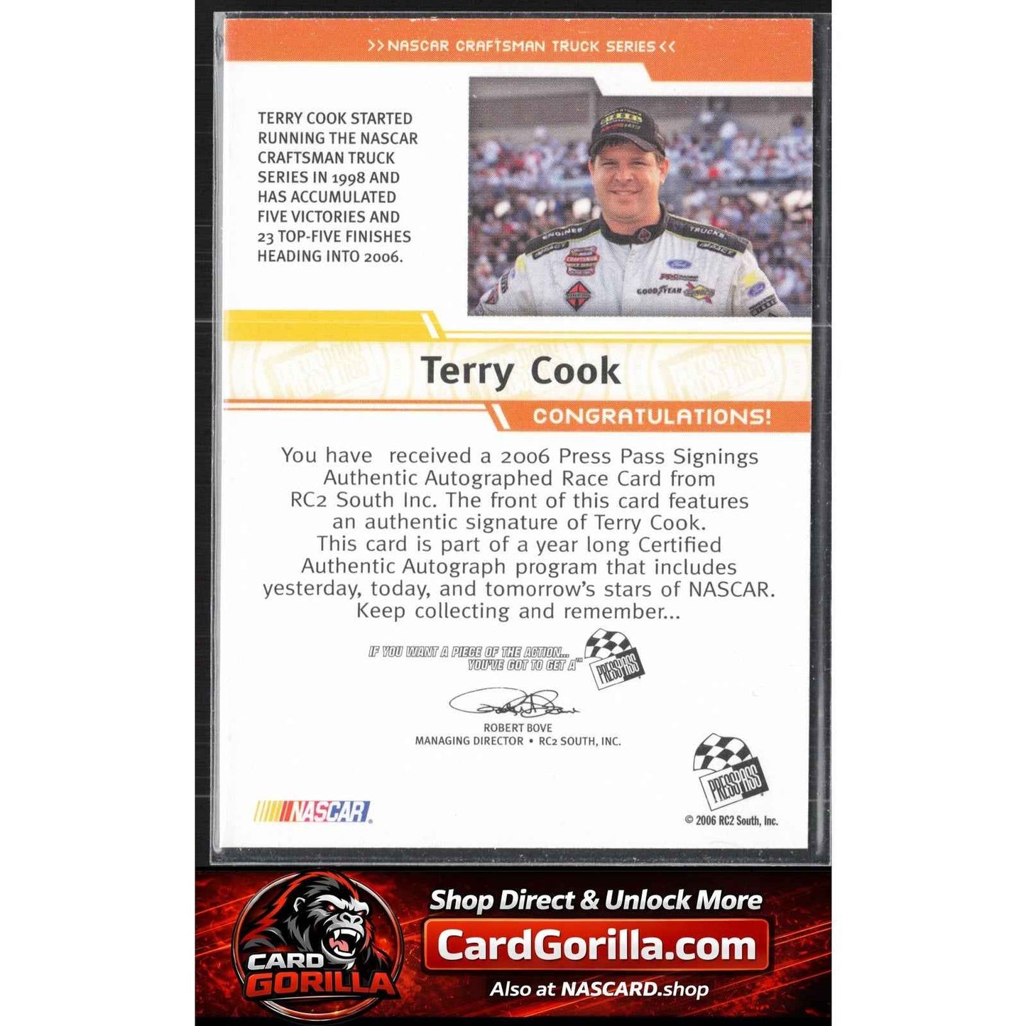 2006 Press Pass #NNO Terry Cook Signings Gold #/50
