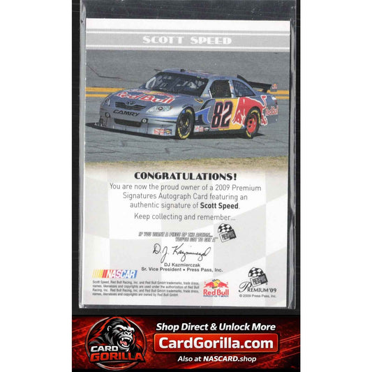 2009 Press Pass Premium #NNO Scott Speed Premium Signatures Gold #/25
