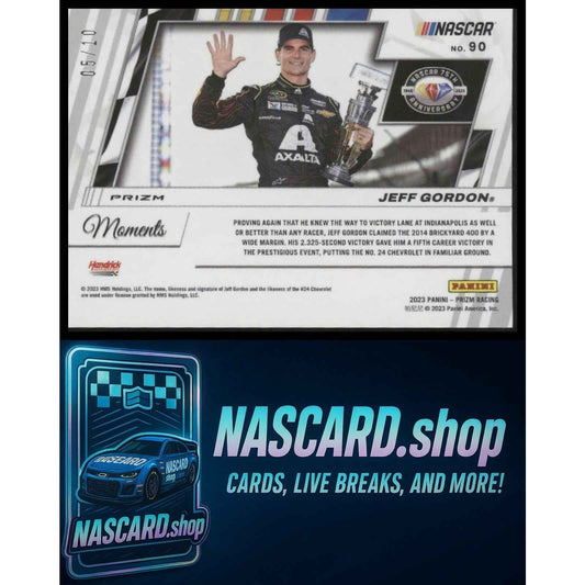 2023 Panini Prizm #90 Jeff Gordon NASCAR 75th Anniversary Gold #/10