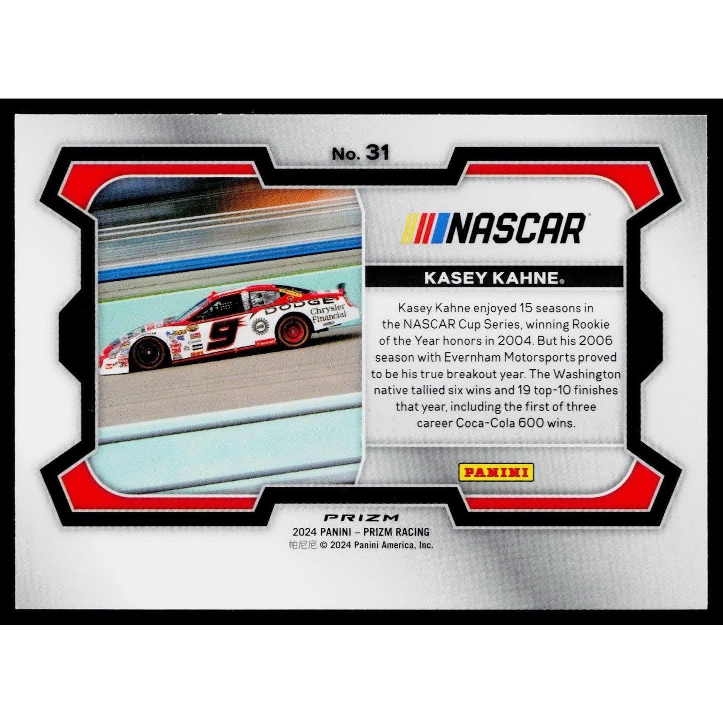 2024 Panini Prizm #31 Kasey Kahne White Sparkle