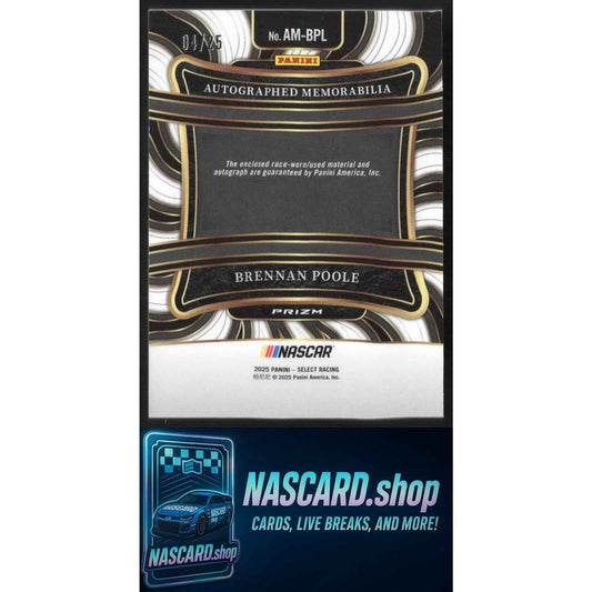 2025 Panini Select Brennan Poole Autographed Memorabilia Tie-Dye Prizms #/25