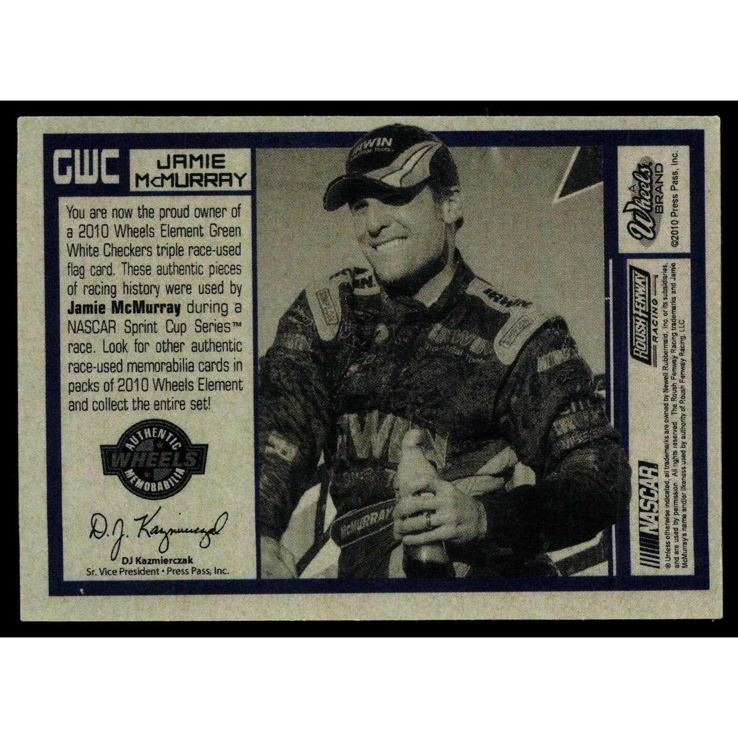 2010 Wheels Element #GWCJM Jamie McMurray Green-White-Checkers Green #/50