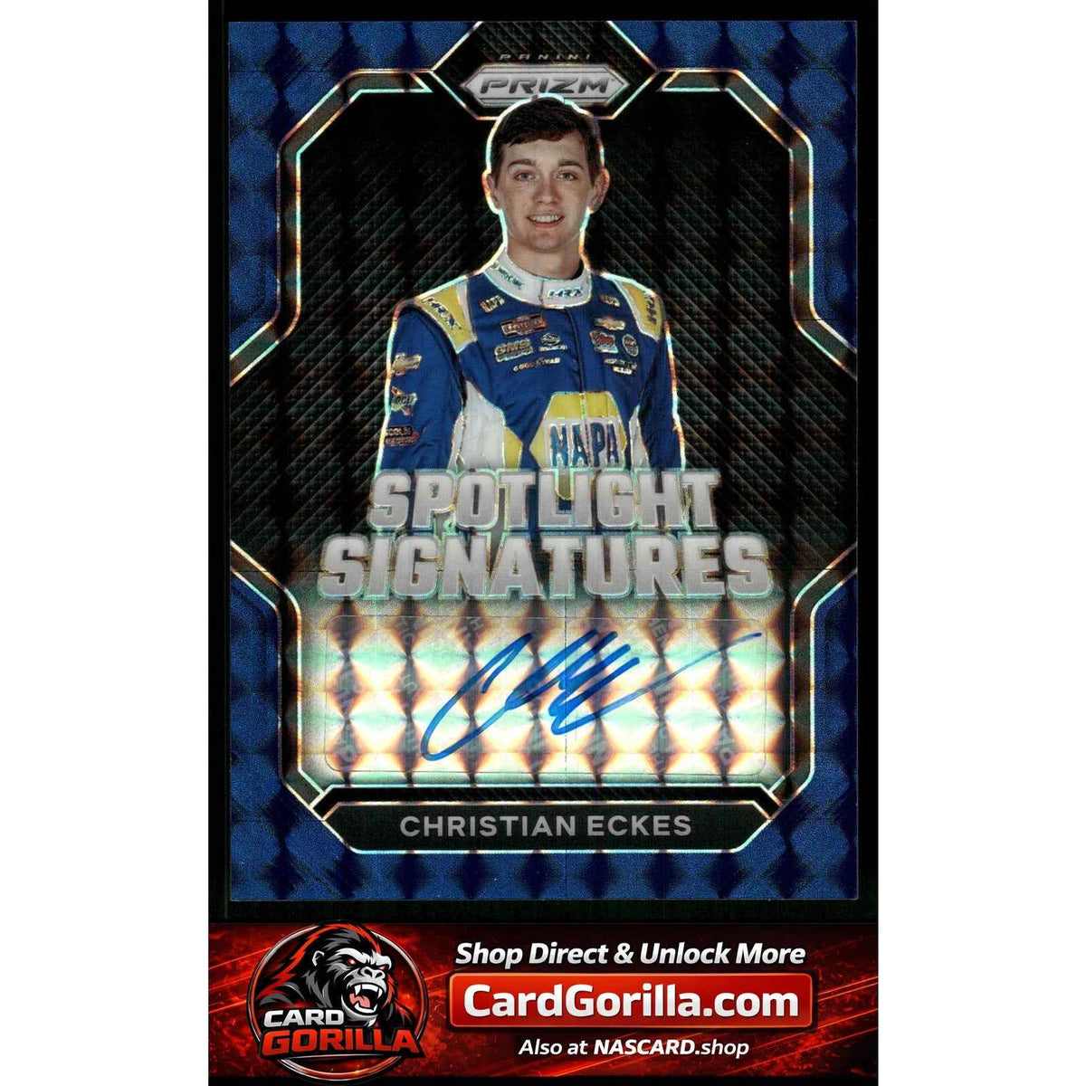 2023 Panini Prizm Christian Eckes Spotlight Signatures Reactive Blue #/49
