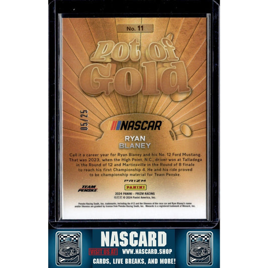 2024 Panini Prizm #11 Ryan Blaney Pot Of Gold Mojo #/25 - NASCARD.shop