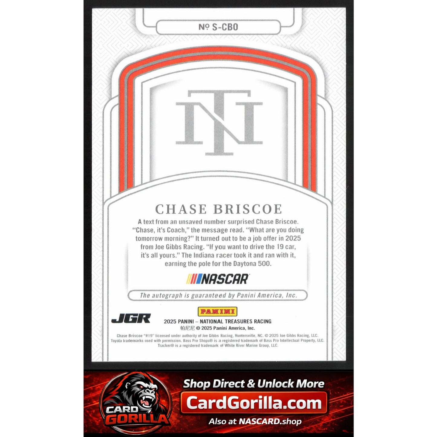 2025 Panini National Treasures #S-CBO Chase Briscoe Signatures Holo Silver #/25