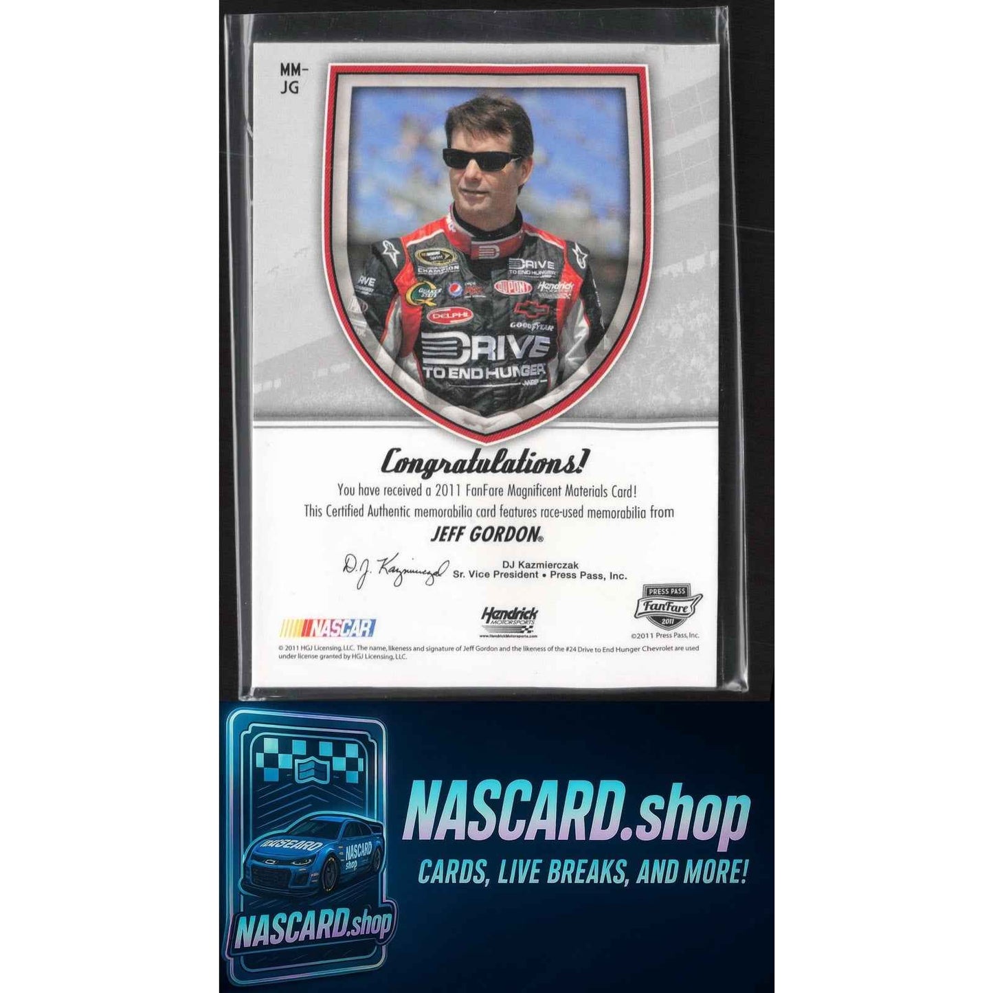 2012 Press Pass Fanfare #MM-JG Jeff Gordon Magnificent Materials Dual #/50