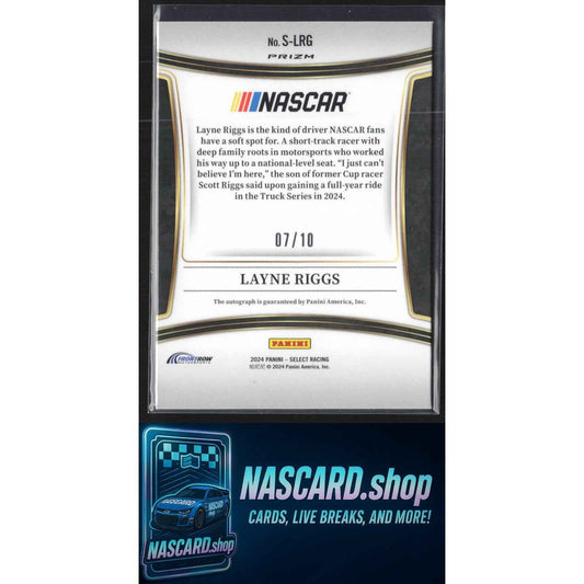 2024 Panini Select #S-LRG Layne Riggs Signatures Gold Prizms #/10 RC