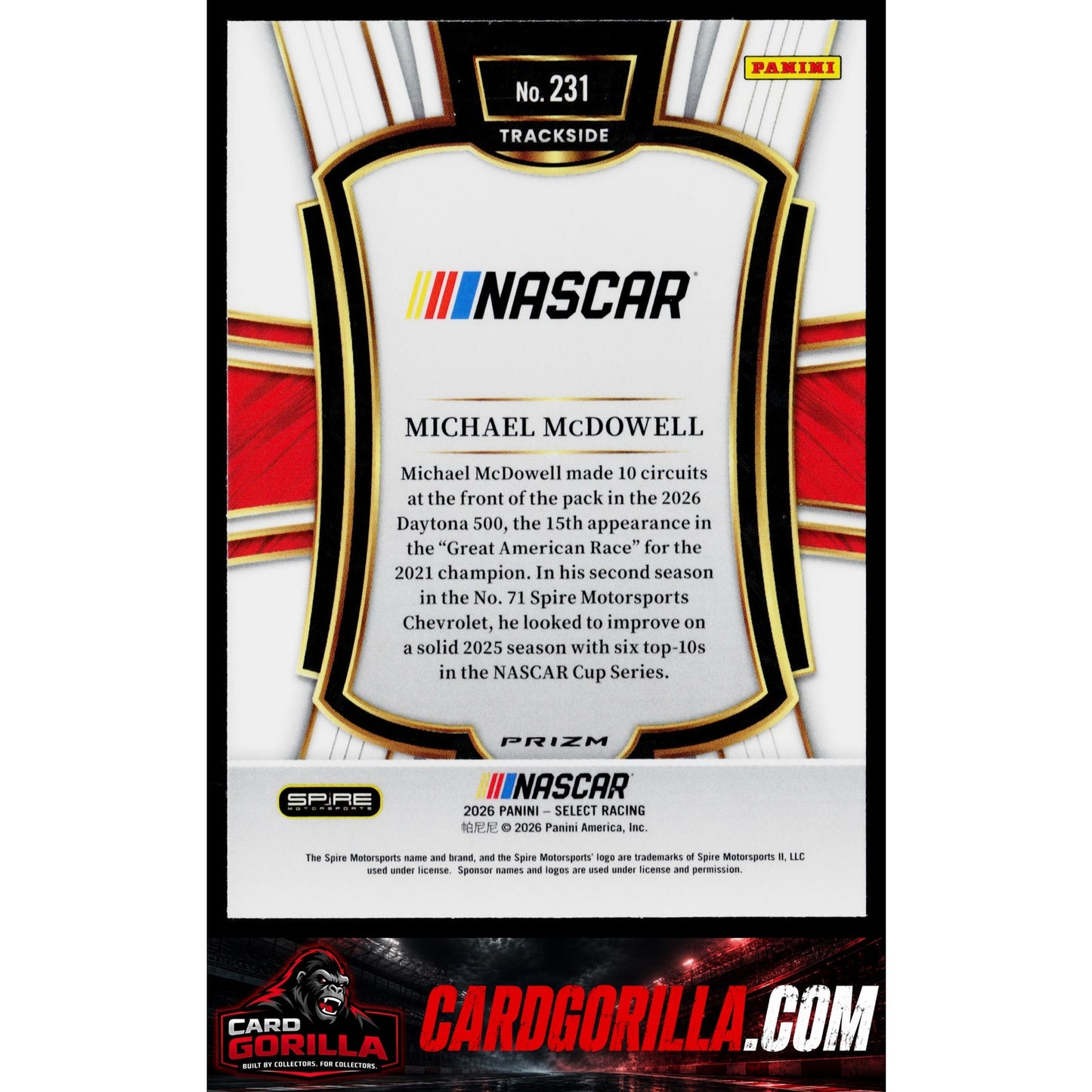 2026 Panini Select #231 Michael McDowell Zebra Prizms