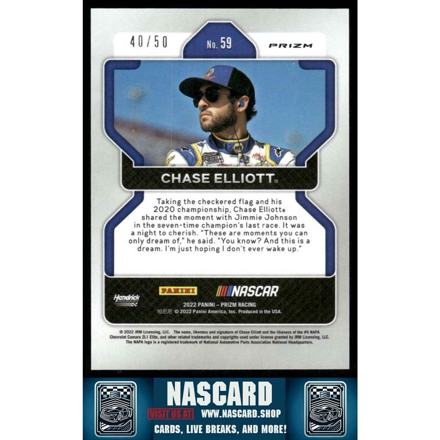 2022 Panini Prizm - Checkered Flag Prizm Chase Elliott #59 /50