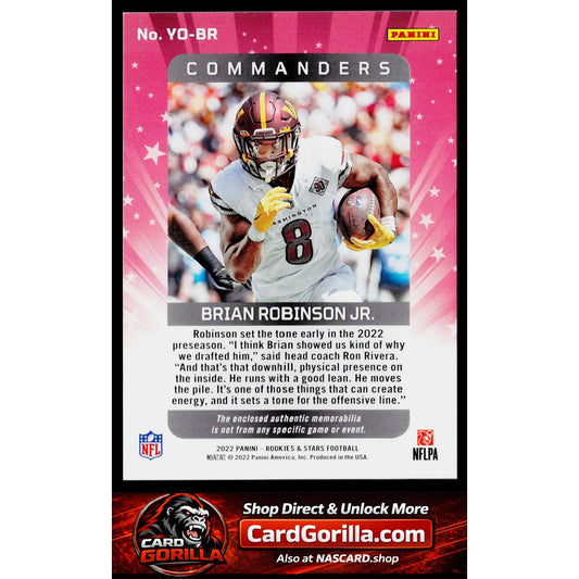 2022 Panini Rookies & Stars #YO-BR Brian Robinson Jr. Year One