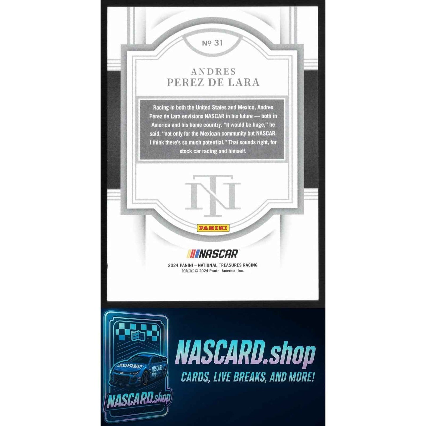 2024 Panini National Treasures #31 Andres Perez De Lara Holo Gold #/10 rc