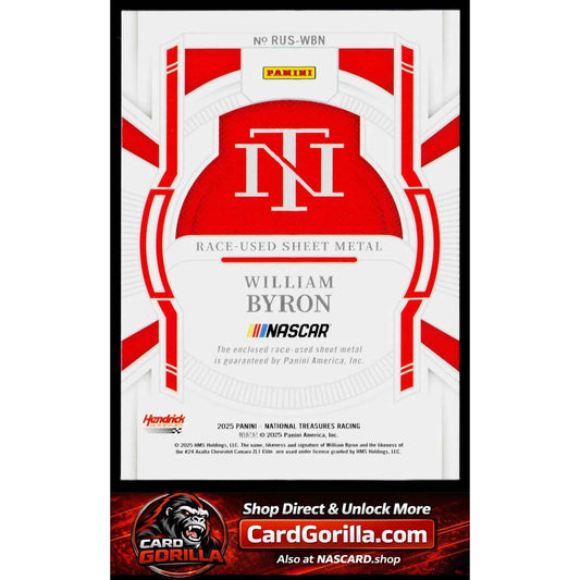 2025 Panini National Treasures William Byron Race Used Sheet Metal Blue #01/75