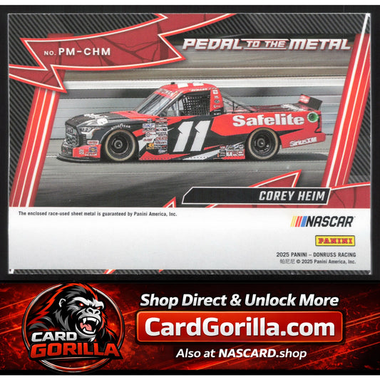 2025 Donruss #PM-CHM Corey Heim Pedal to the Metal Materials Orange Ice