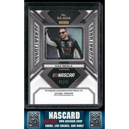 2024 Panini Prizm #SS-KGA Kaz Grala Sensational Signatures Blue #/49 - NASCARD.shop