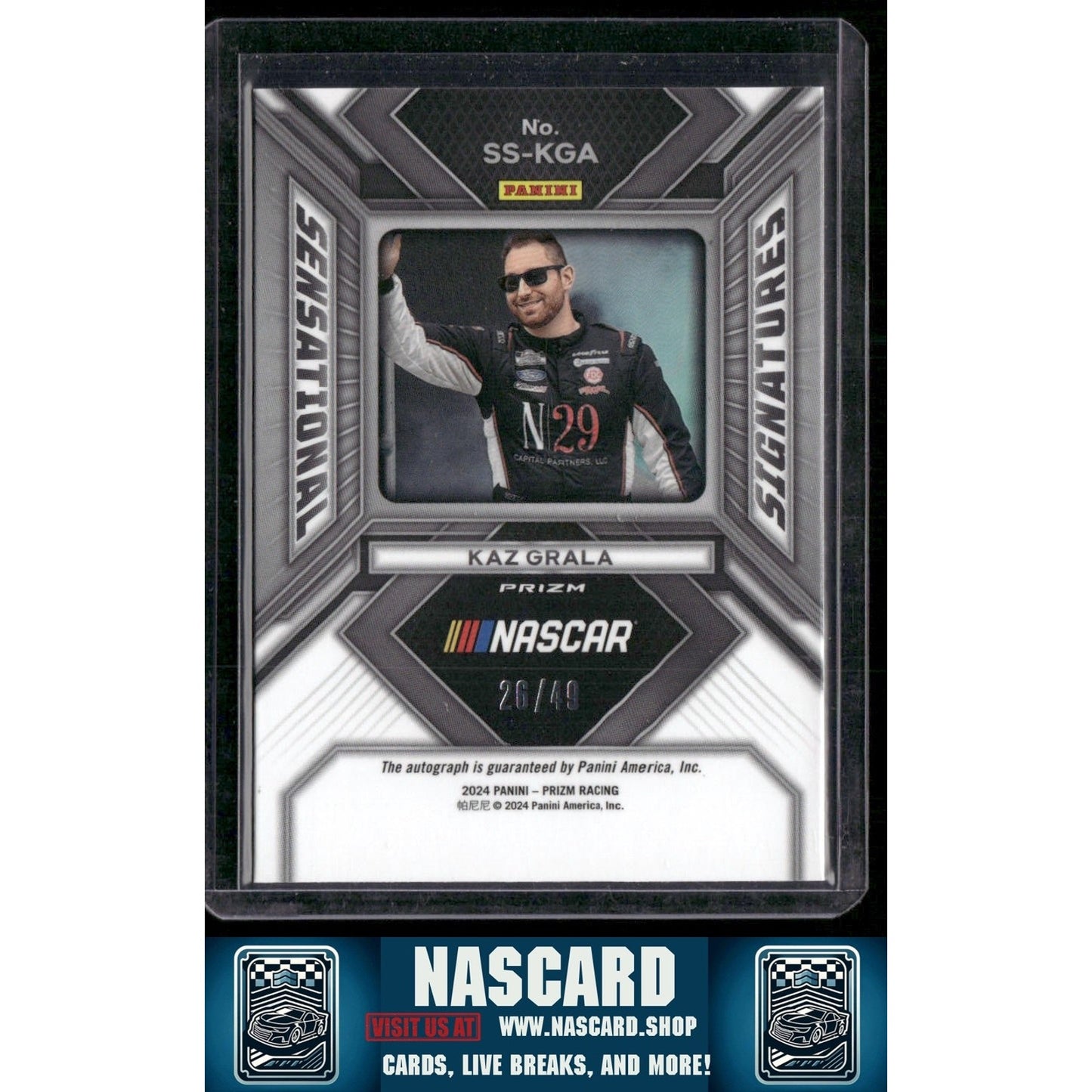 2024 Panini Prizm #SS-KGA Kaz Grala Sensational Signatures Blue #/49 - NASCARD.shop