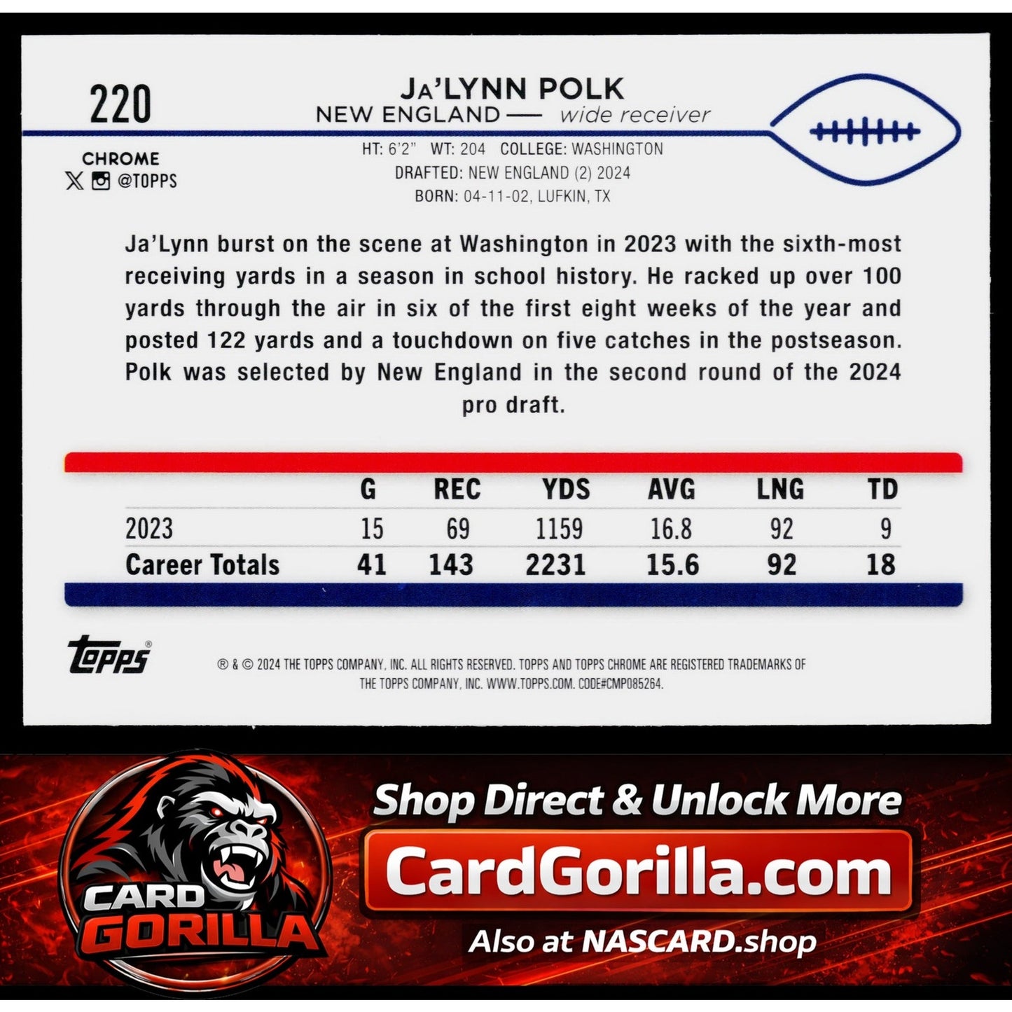 2024 Topps Chrome #220 Ja’Lynn Polk X-Fractor