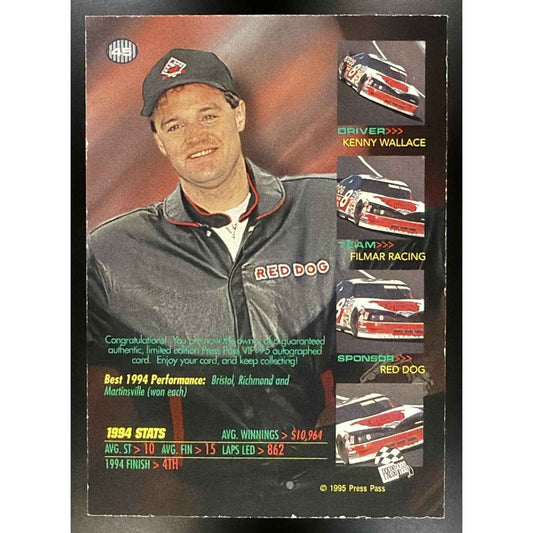 1995 Press Pass VIP Kenny Wallace #45 Auto