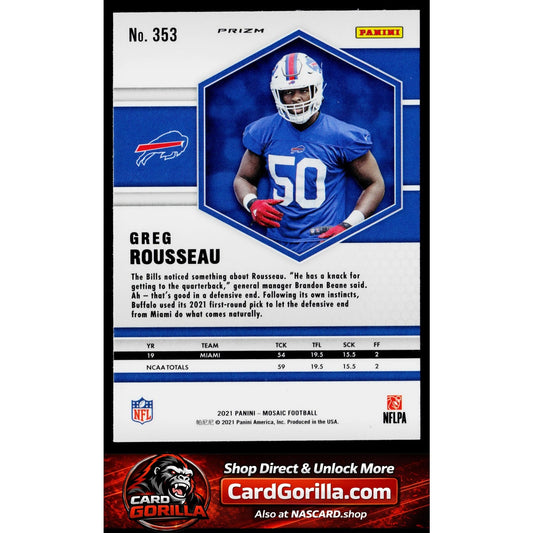 2021 Panini Mosaic #353 Greg Rousseau Prizm