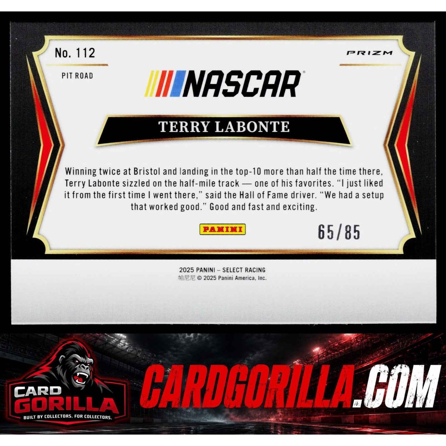 2025 Panini Select #112 Terry Labonte Purple Prizms #/85
