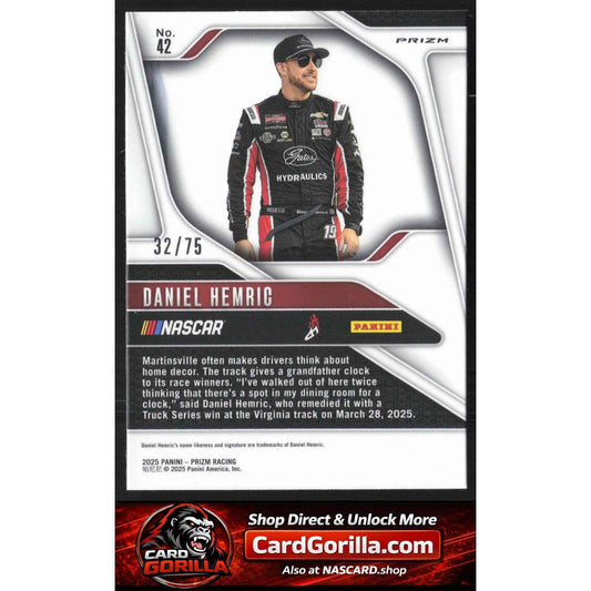 2025 Panini Prizm #42 Daniel Hemric Blue Pulsar #/75