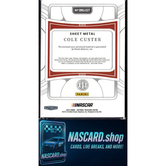 2023 National Treasures Cole Custer Dual Race Used Sheet Metal Platinum Blue 1/1