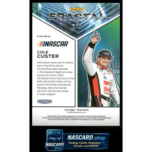 2023 Panini Prizm #F4 Cole Custer Fractal White Sparkle Prizm