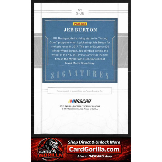 2017 Panini National Treasures #S-JE Jeb Burton Signatures Gold #/25