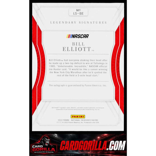 2022 Panini National Treasures #LS-BE Bill Elliott Legendary Signatures #/99