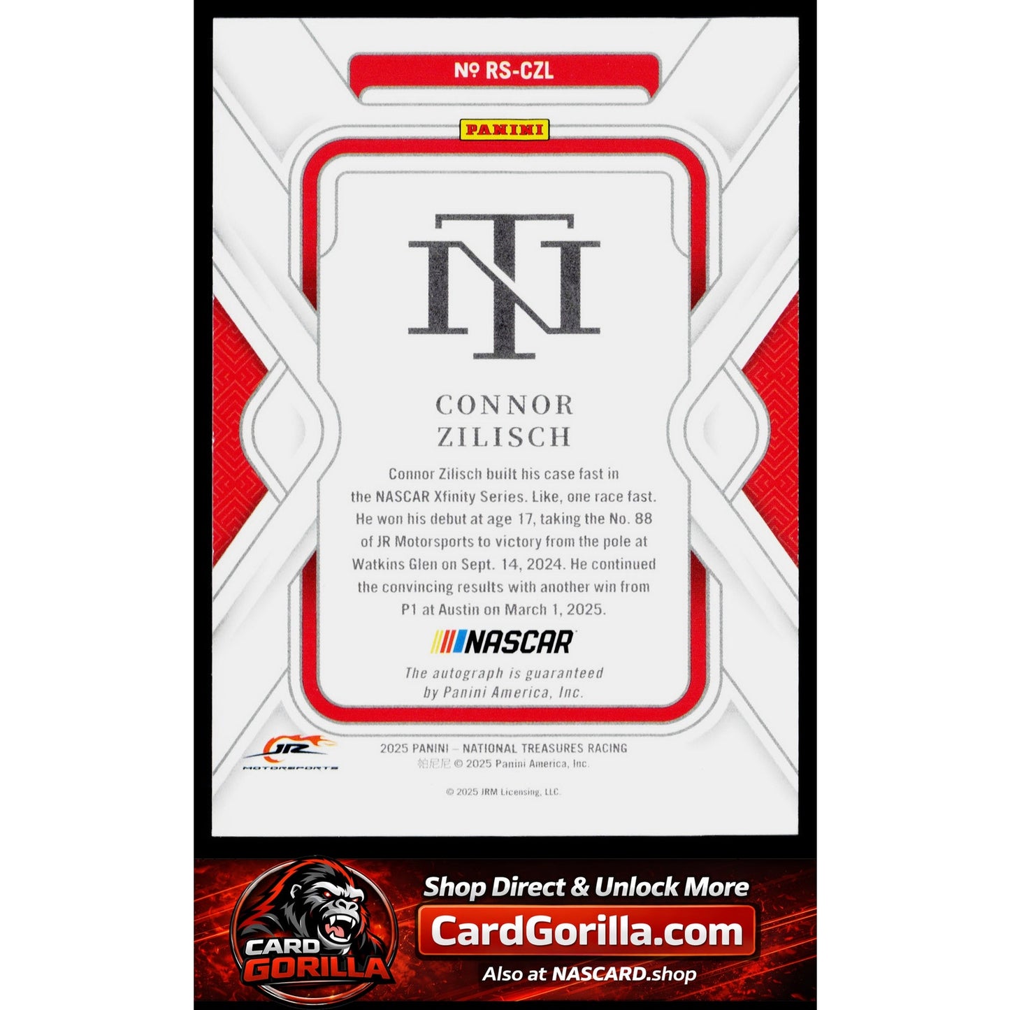 2025 Panini National Treasures #RS-CZL Connor Zilisch Rookie Signatures #/99