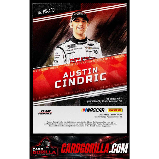 2024 Panini National Treasures Austin Cindric 2023 Panini Prime Signatures #/99