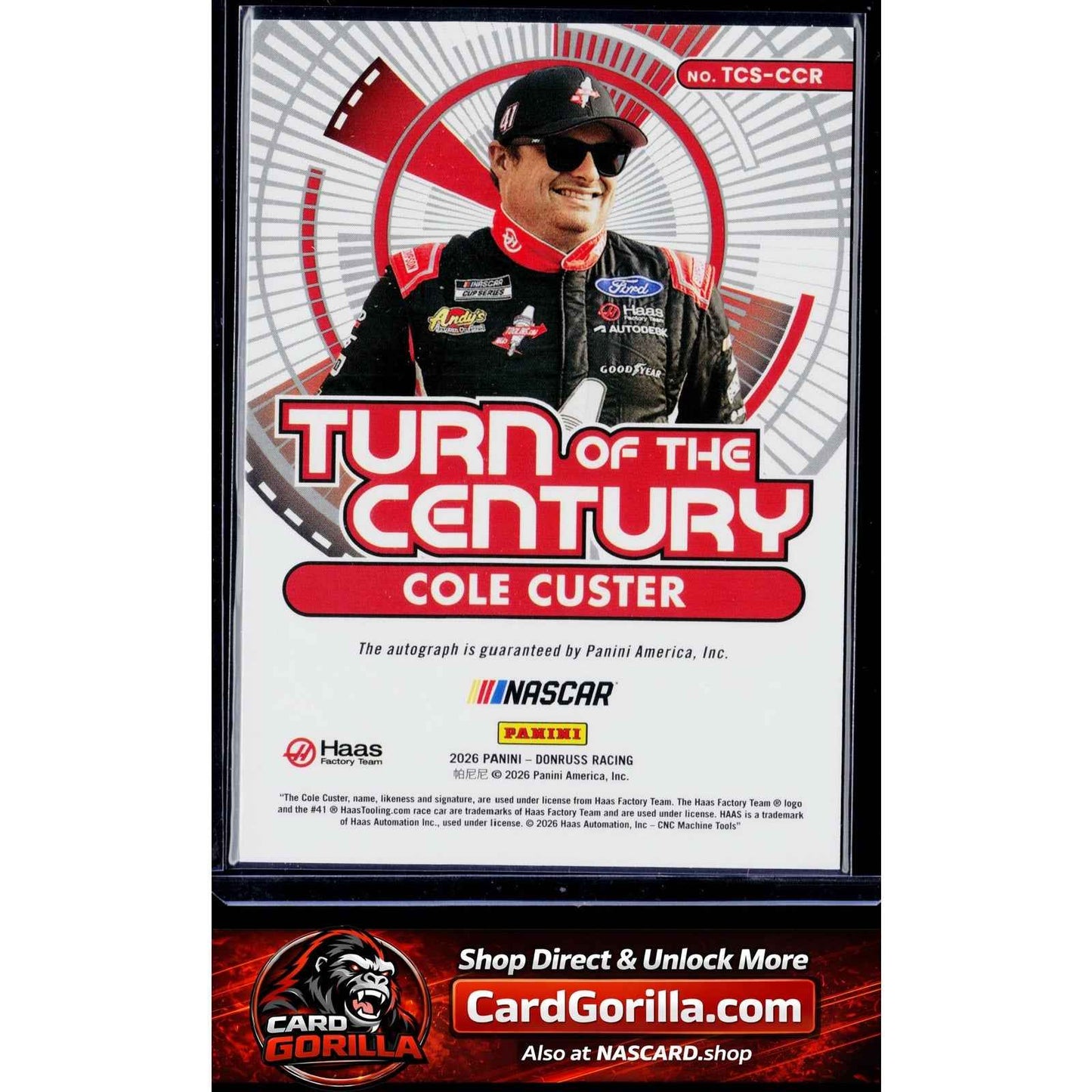 2026 Donruss #TCS-CCR Cole Custer Turn ofthe Centuy Signatures