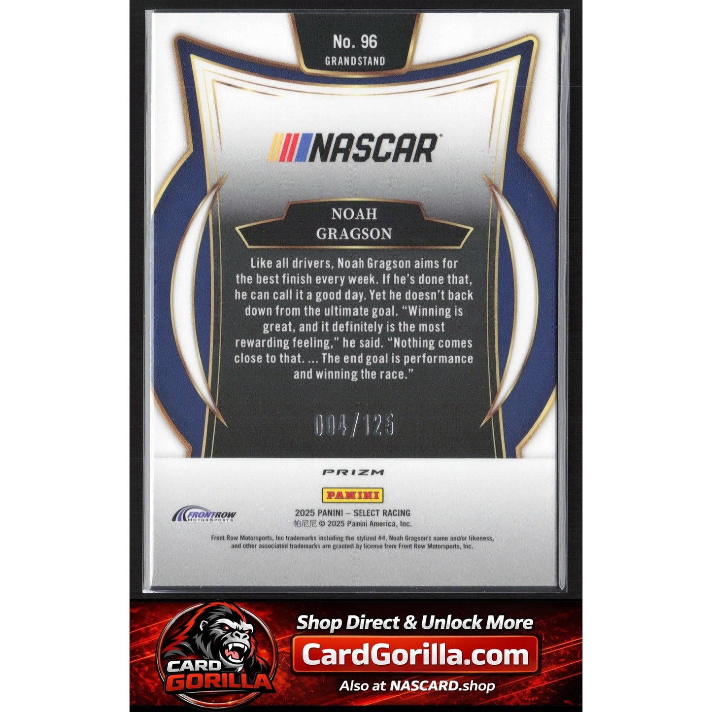 2025 Panini Select #96 Noah Gragson Red Prizms #/125