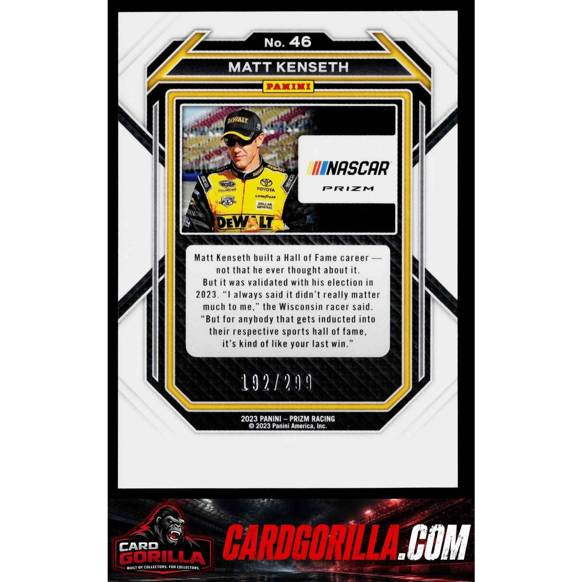 2023 Panini Prizm #46 Matt Kenseth Hyper Prizm Red and Blue #/299