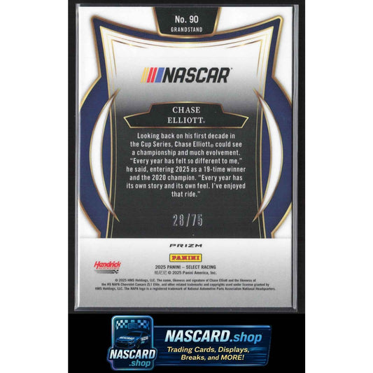 2025 Panini Select #90 Chase Elliott Neon Green Prizms #/75