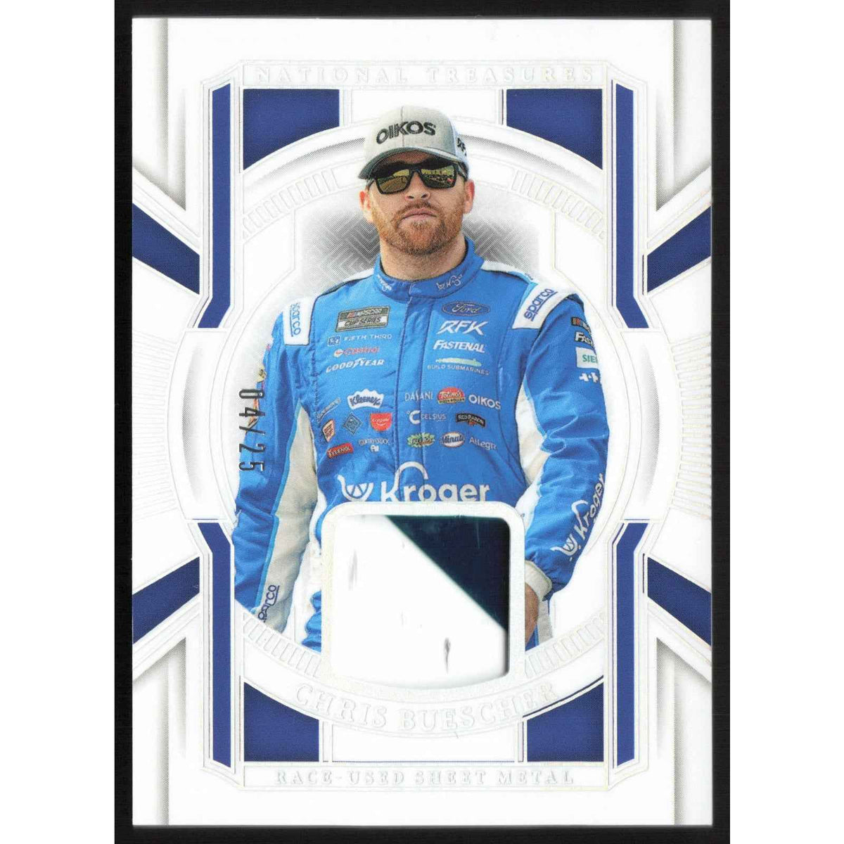 2025 National Treasures Chris Buescher Race Used Sheet Metal Holo Silver #/25