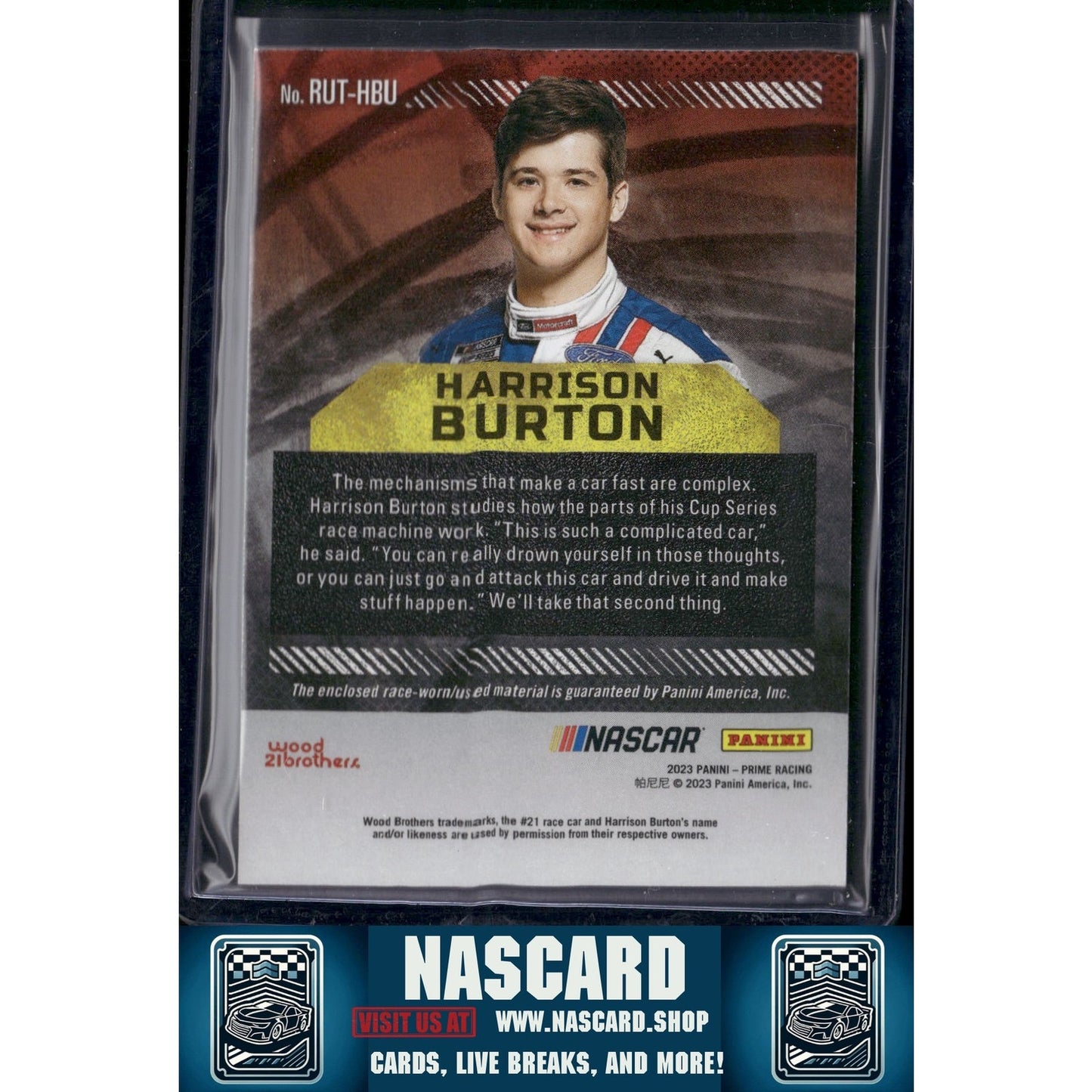 2023 Panini Prime #RUT-HBU Harrison Burton Race Used Trios Firesuits #/99 - NASCARD.shop