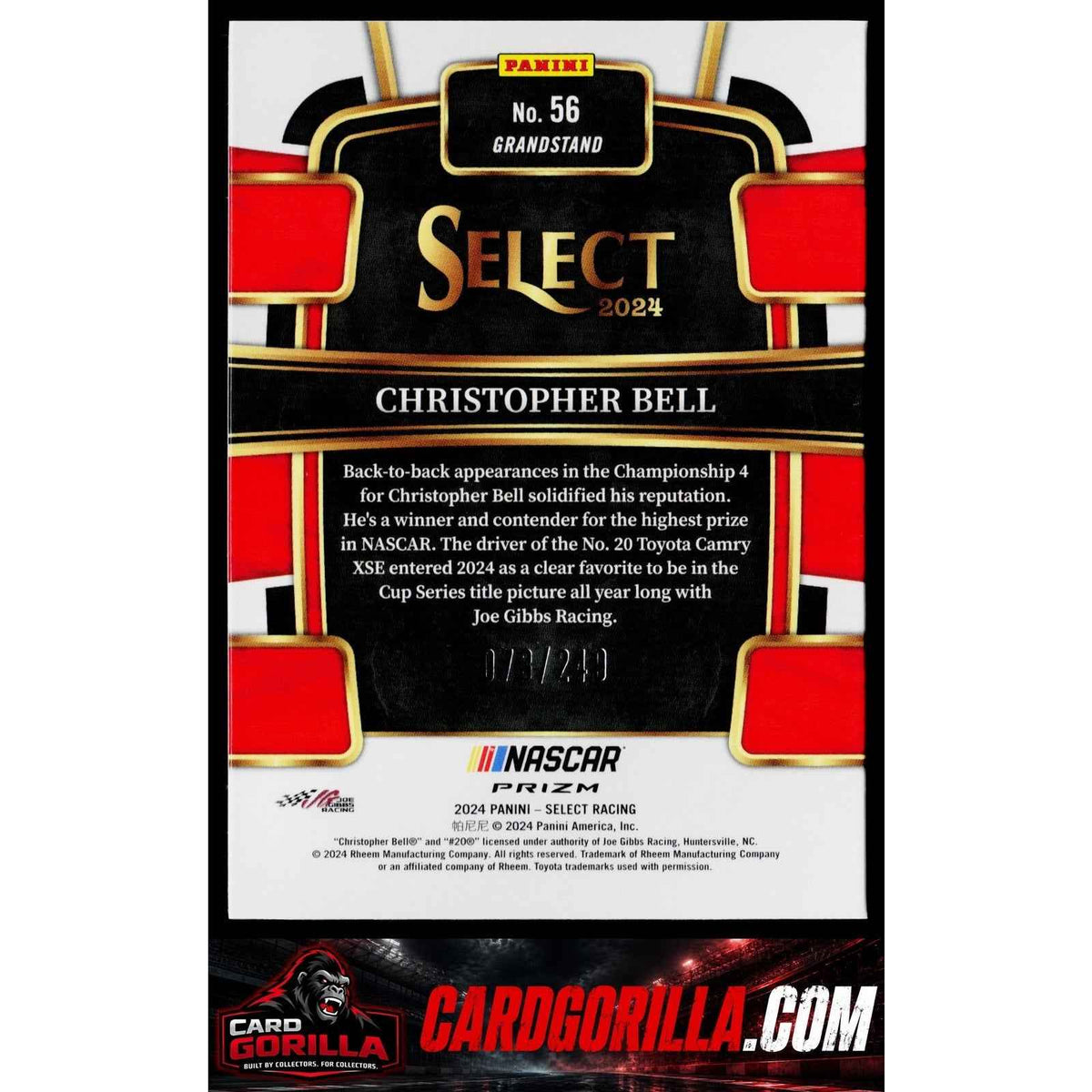 2024 Panini Select #56 Christopher Bell Red and Blue Prizms #/249