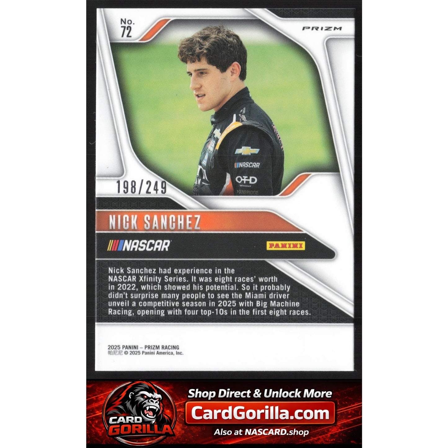 2025 Panini Prizm #72 Nick Sanchez Red #/249